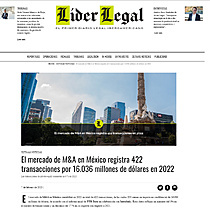 El mercado de M&A en Mxico registra 422 transacciones por 16.036 millones de dlares en 2022